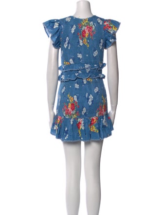LoveShackFancy Floral Print Mini Dress