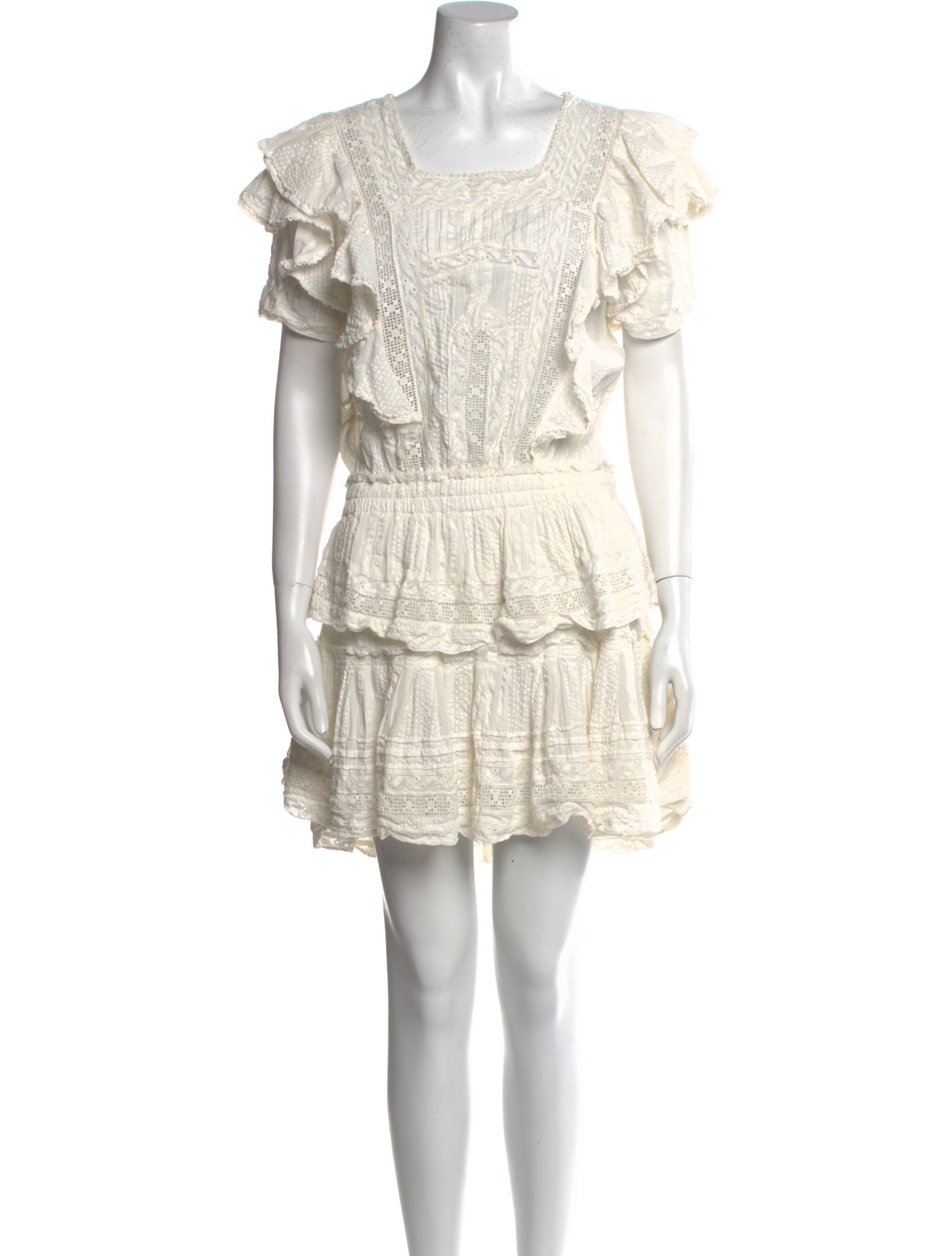 LoveShackFancy Square Neckline Mini Dress