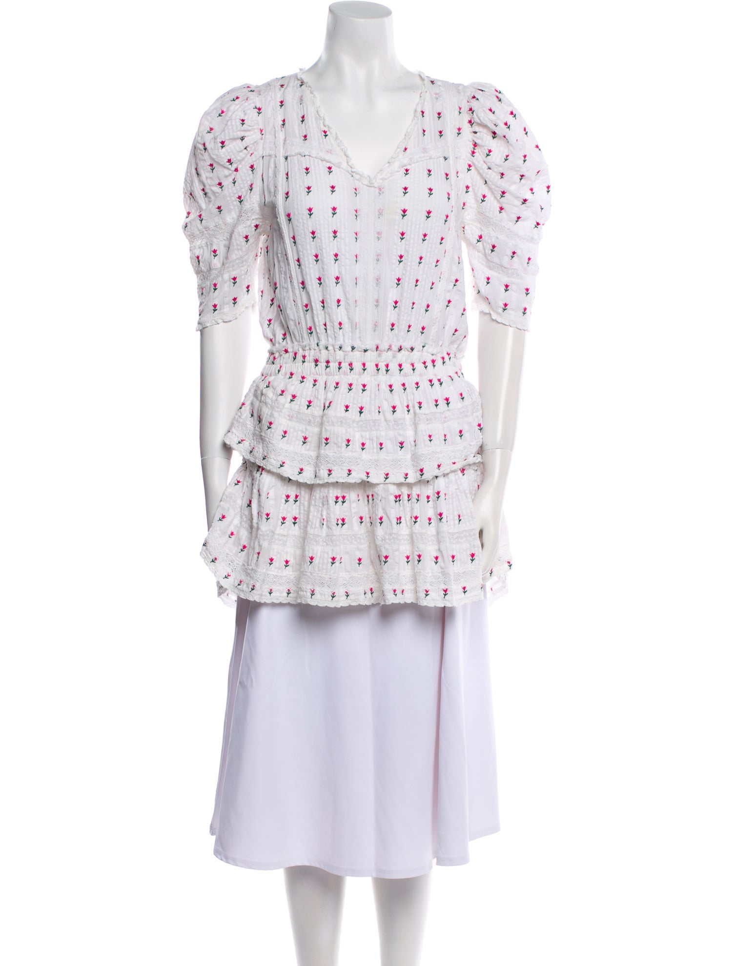 LoveShackFancy Floral Print Mini Dress