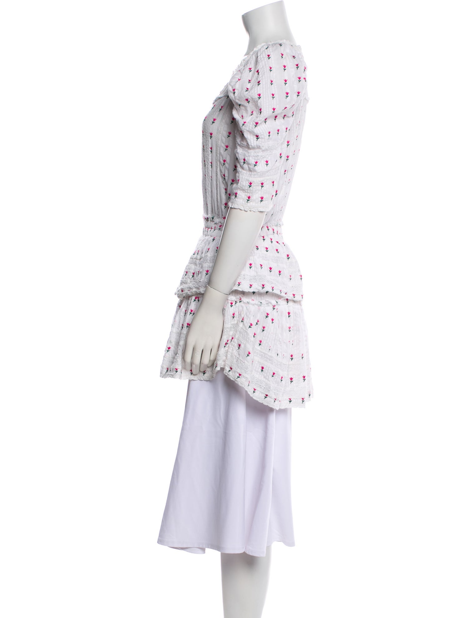 LoveShackFancy Floral Print Mini Dress