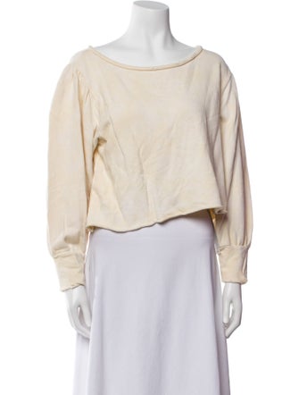 LoveShackFancy Scoop Neck Long Sleeve Crop Top