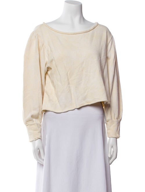 LoveShackFancy Scoop Neck Long Sleeve Crop Top