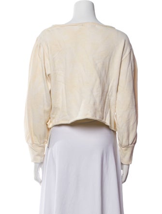 LoveShackFancy Scoop Neck Long Sleeve Crop Top