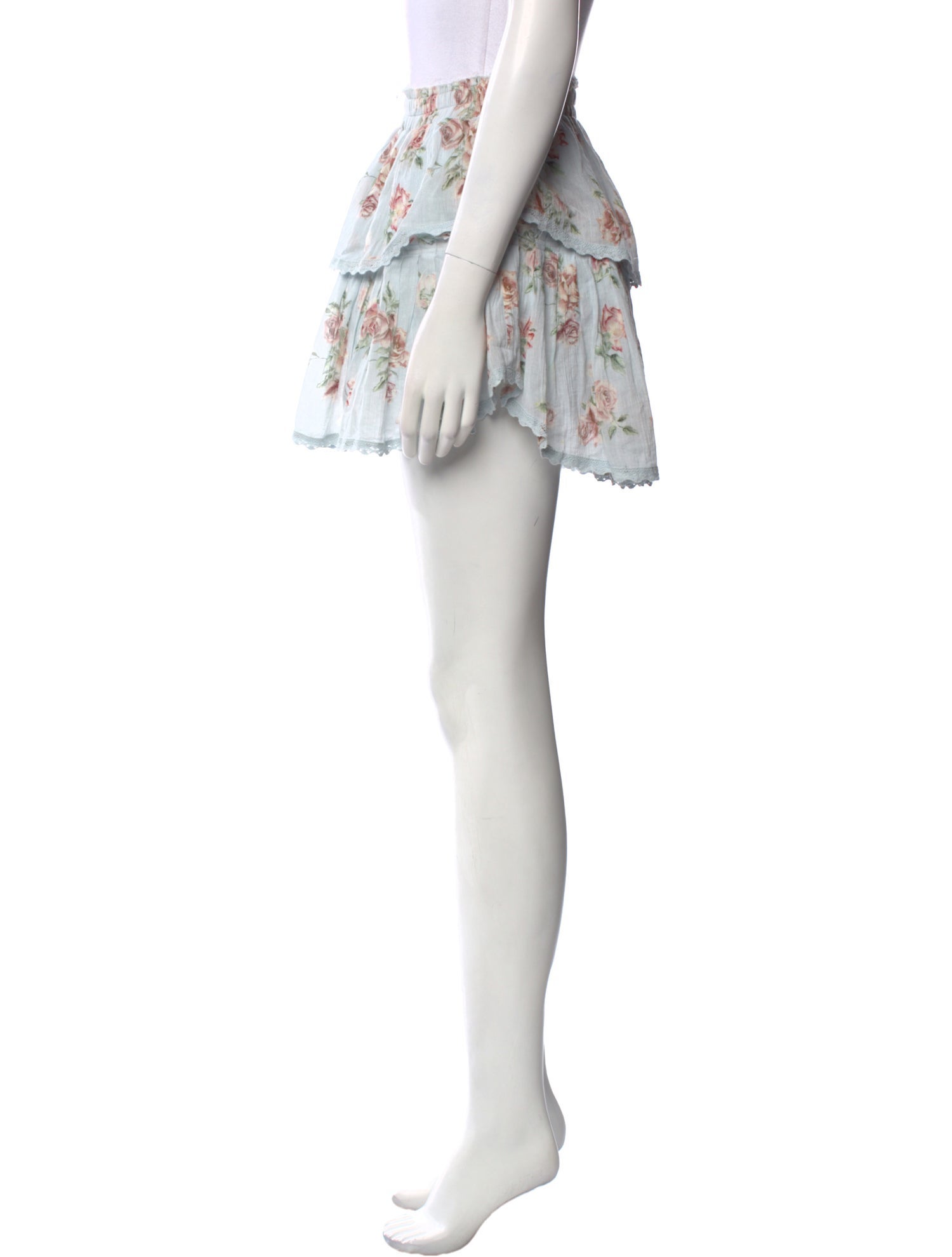 LoveShackFancy Floral Print Mini Skirt