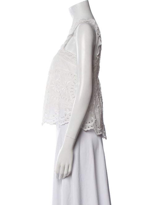 LoveShackFancy Square Neckline Sleeveless Crop Top