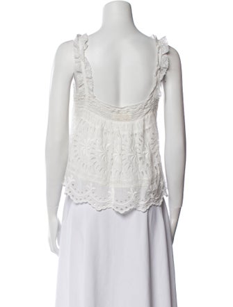 LoveShackFancy Square Neckline Sleeveless Crop Top