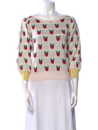 LoveShackFancy Printed Crew Neck Sweater