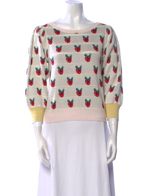 LoveShackFancy Printed Crew Neck Sweater