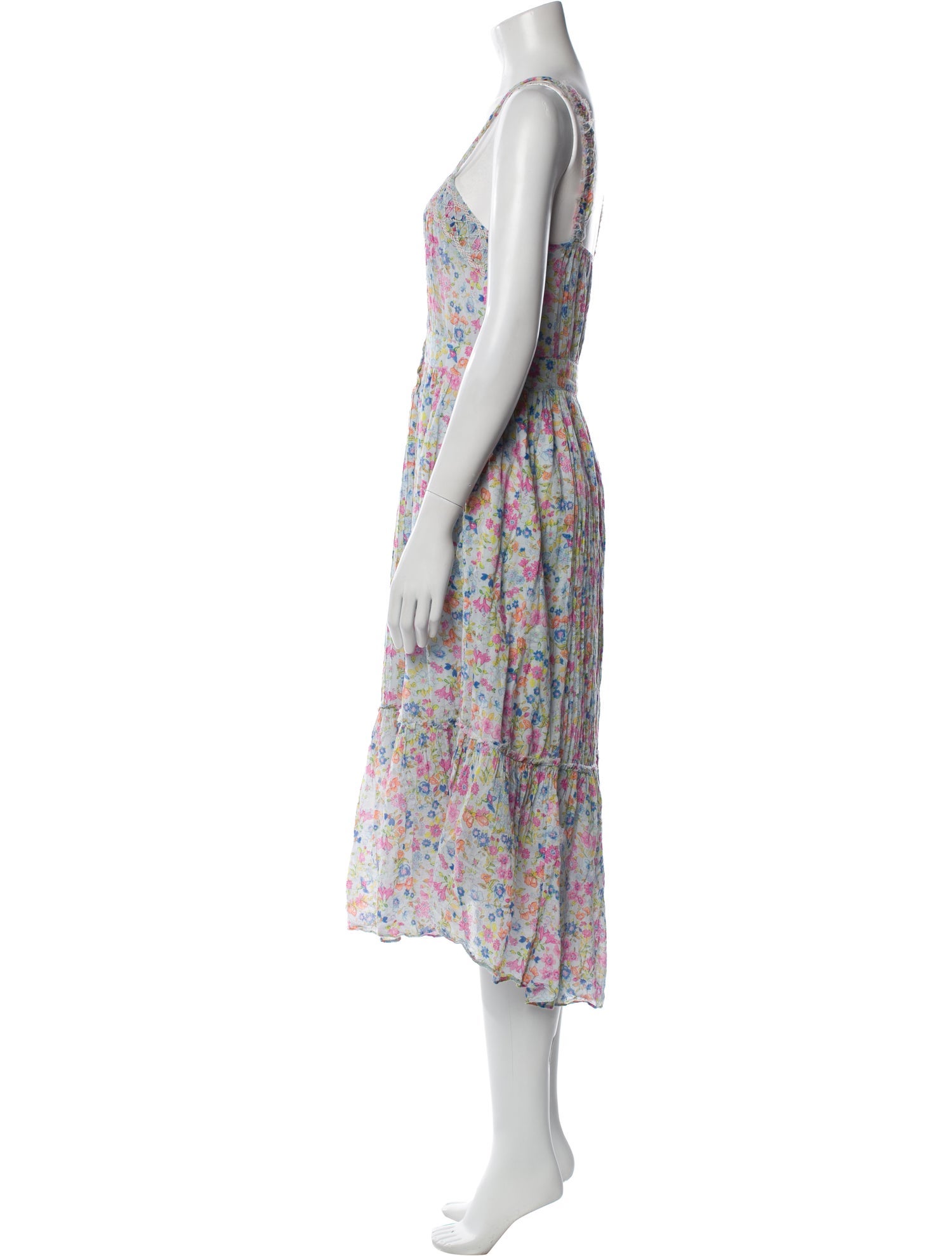 LoveShackFancy Floral Print Midi Length Dress