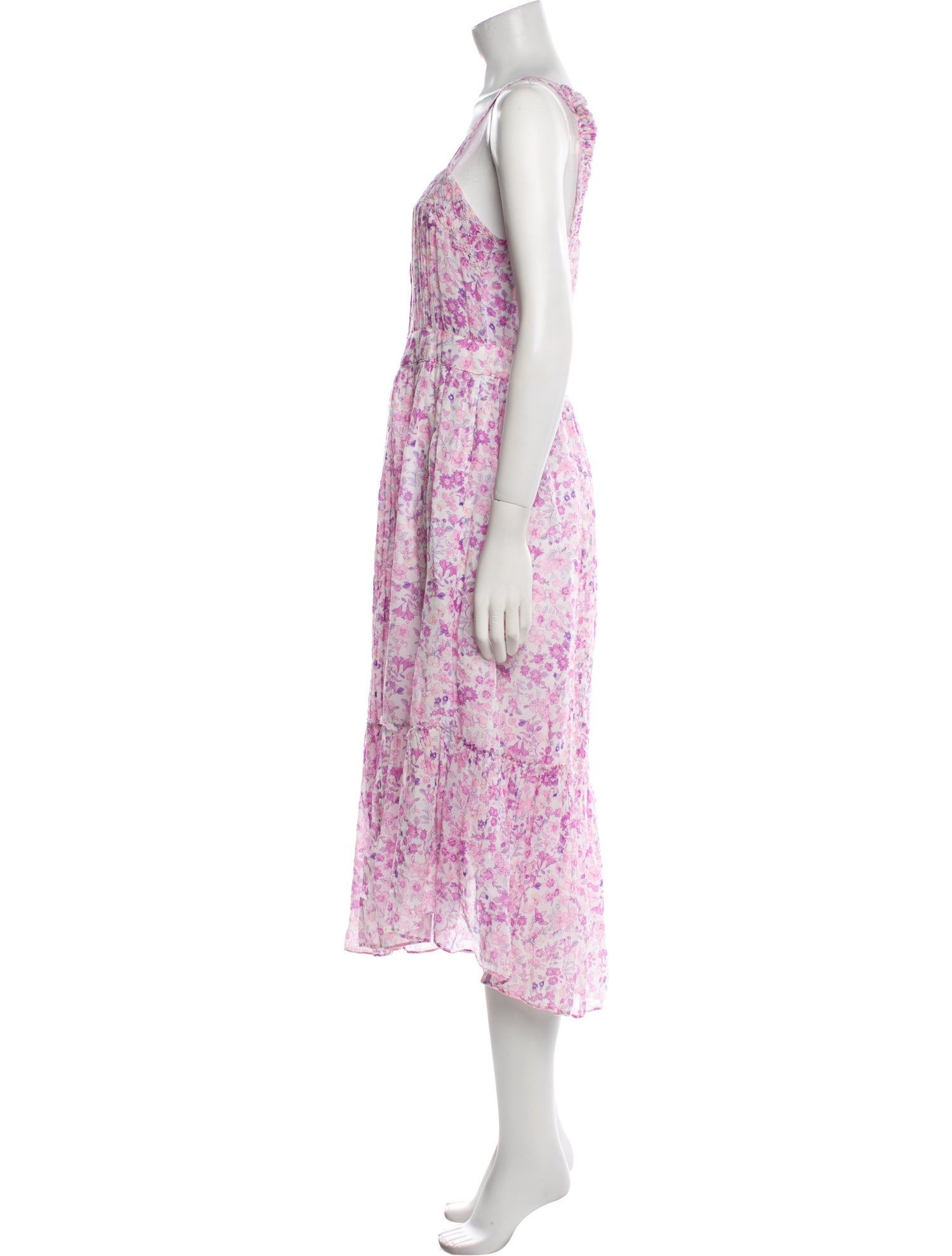 LoveShackFancy Floral Print Midi Length Dress