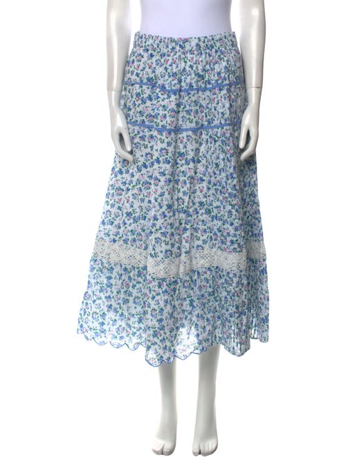 LoveShackFancy Floral Print Midi Length Skirt