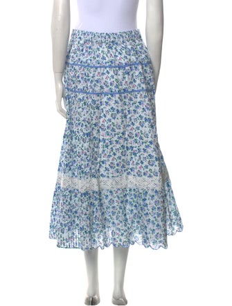 LoveShackFancy Floral Print Midi Length Skirt