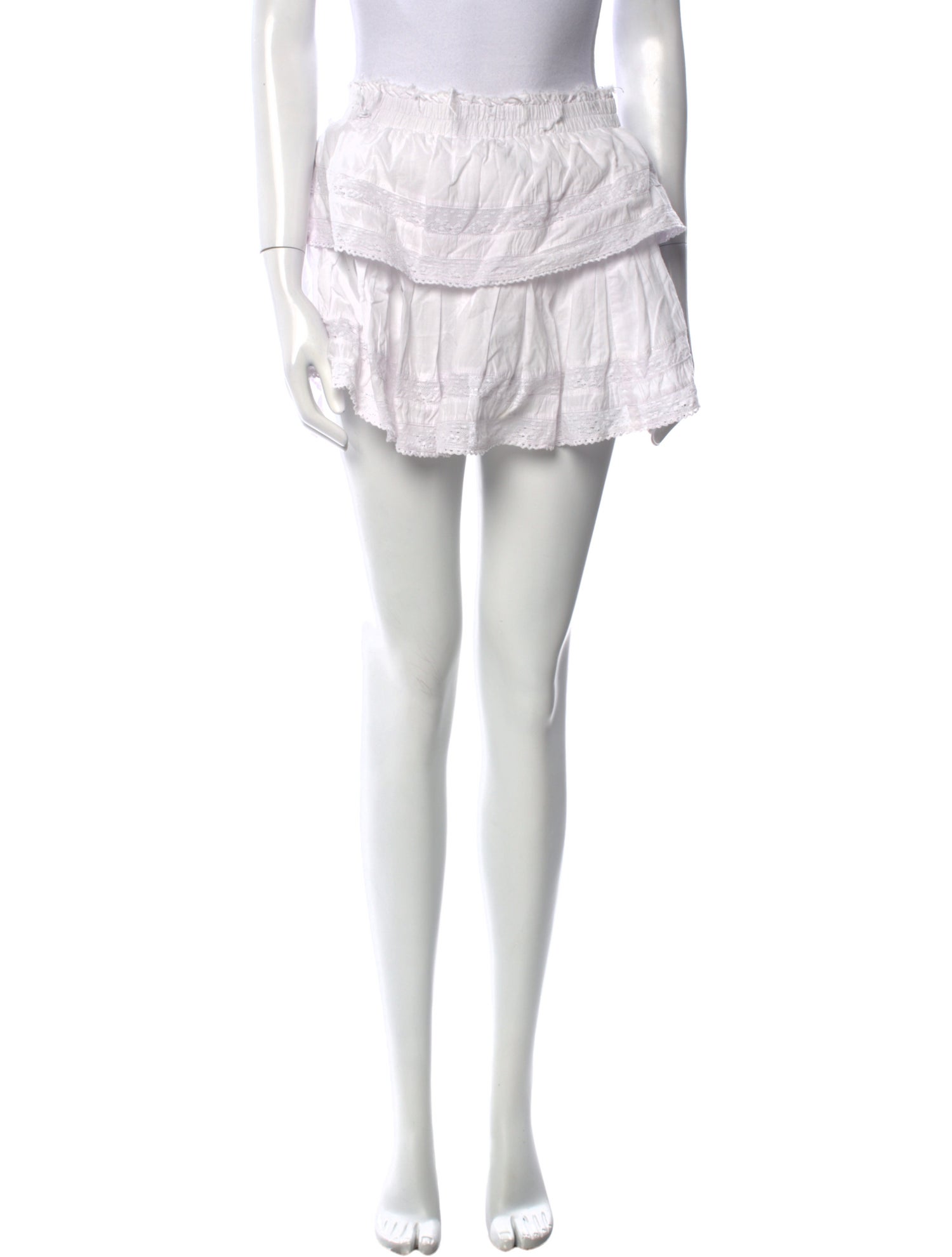 LoveShackFancy Raw-Edge Trim Mini Skirt