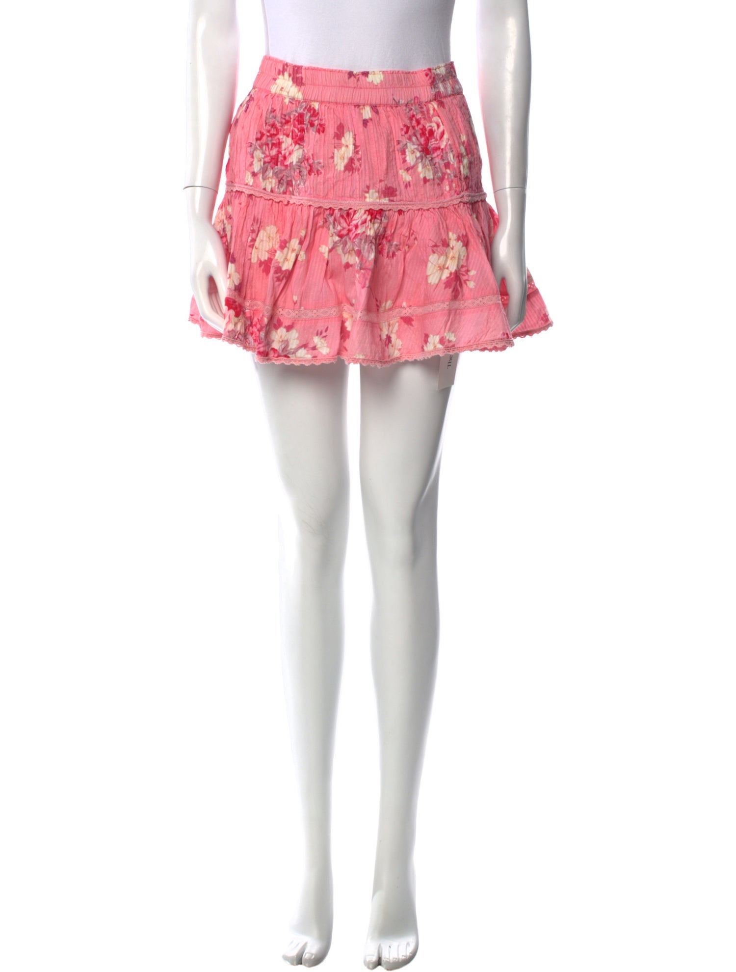 LoveShackFancy Floral Print Mini Skirt