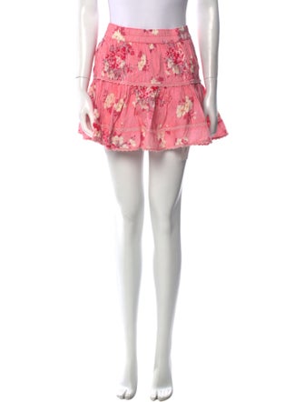 LoveShackFancy Floral Print Mini Skirt