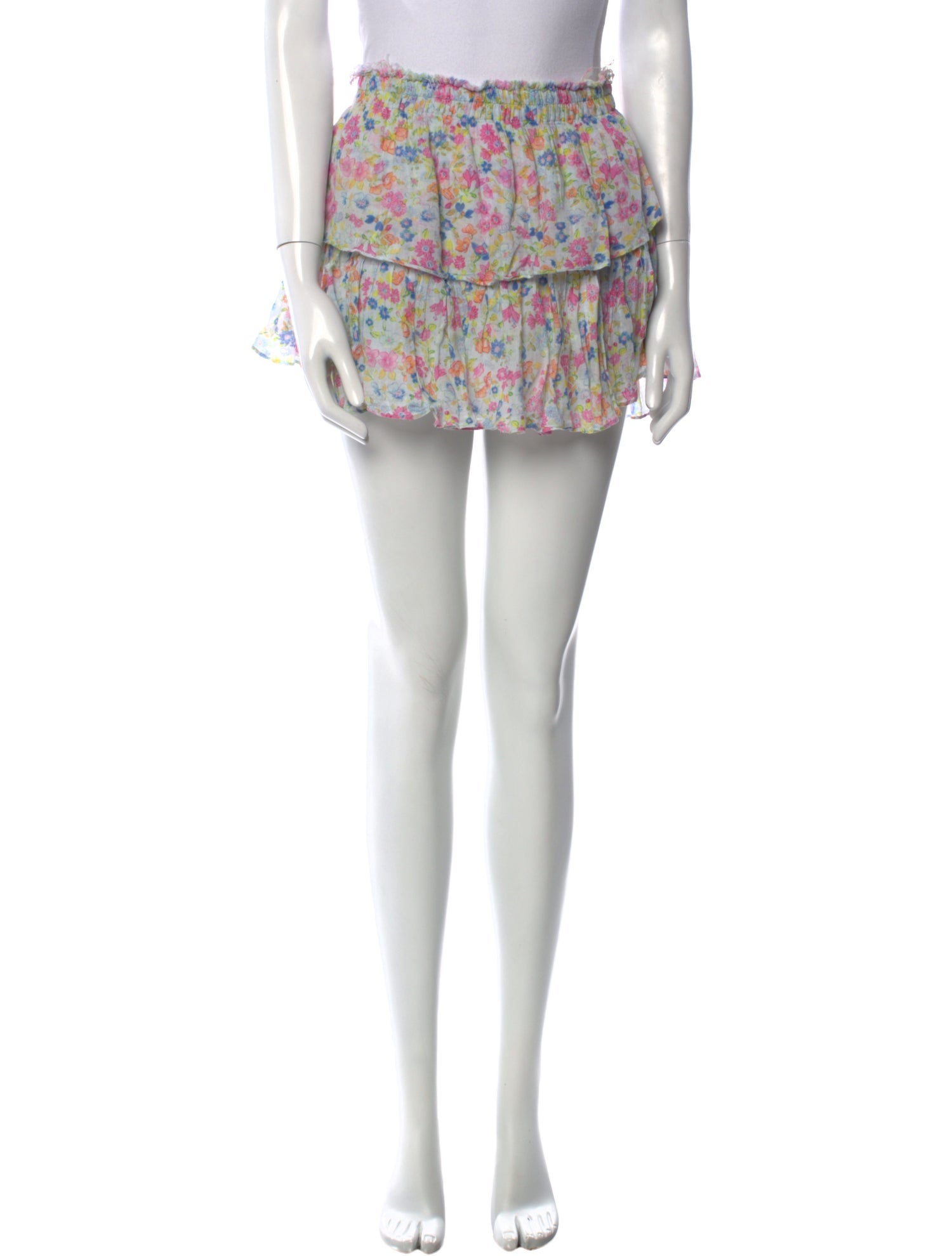 LoveShackFancy Floral Print Mini Skirt