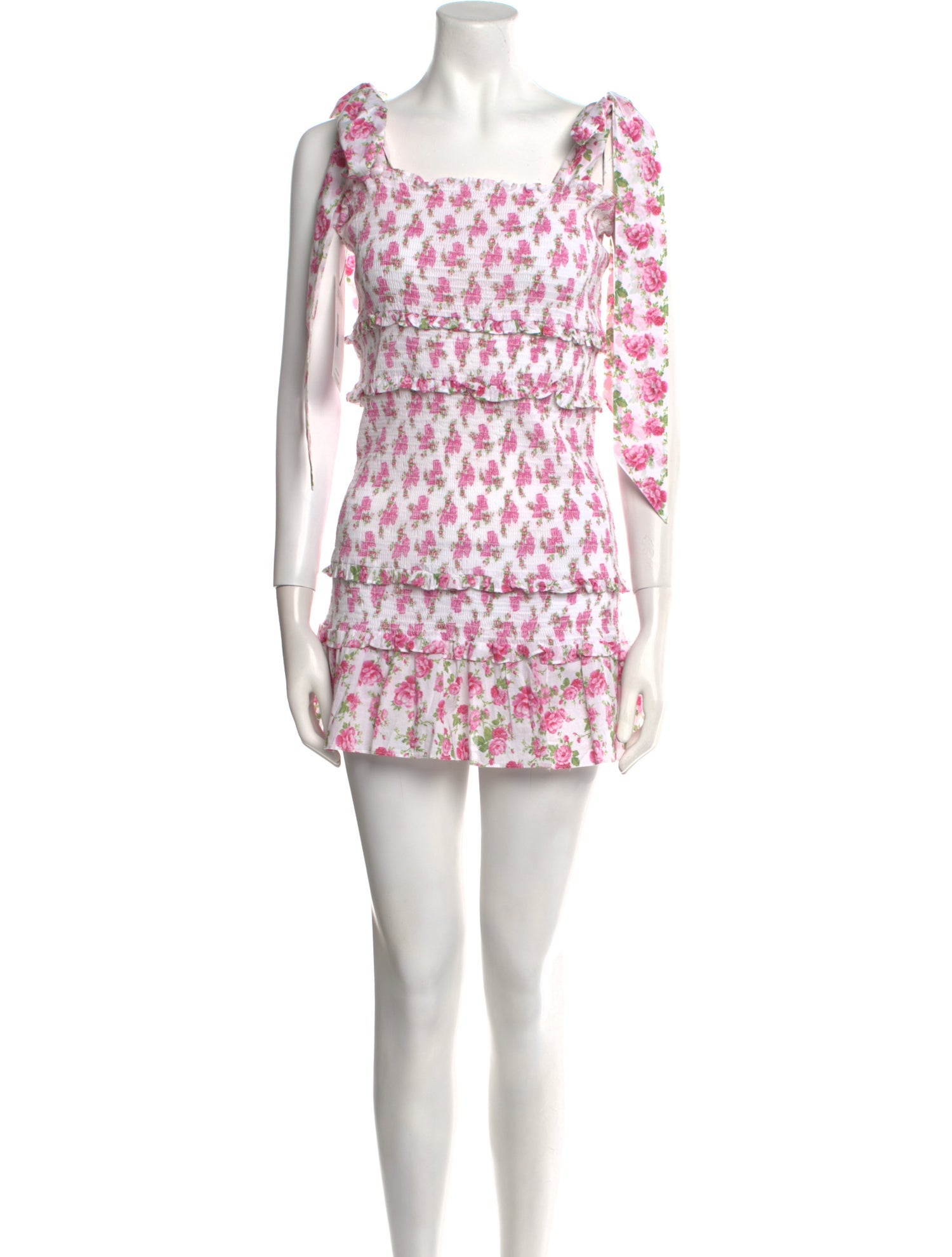 LoveShackFancy Floral Print Mini Dress