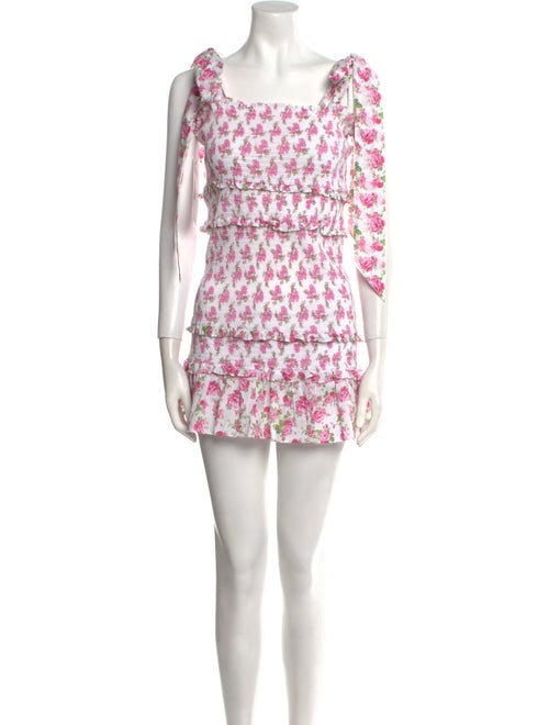 LoveShackFancy Floral Print Mini Dress