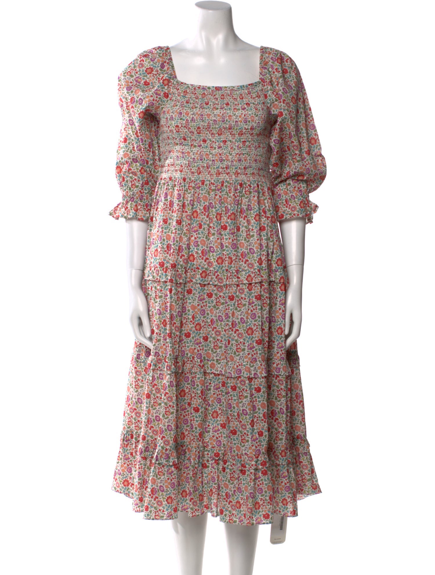 LoveShackFancy Floral Print Midi Length Dress