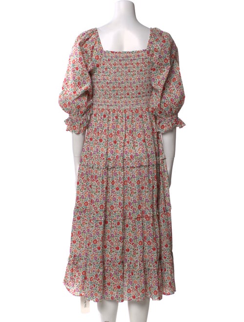 LoveShackFancy Floral Print Midi Length Dress