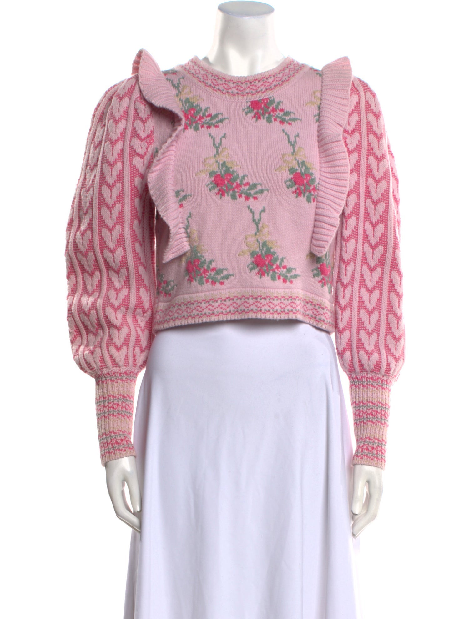 LoveShackFancy Printed Scoop Neck Sweater w/ Tags