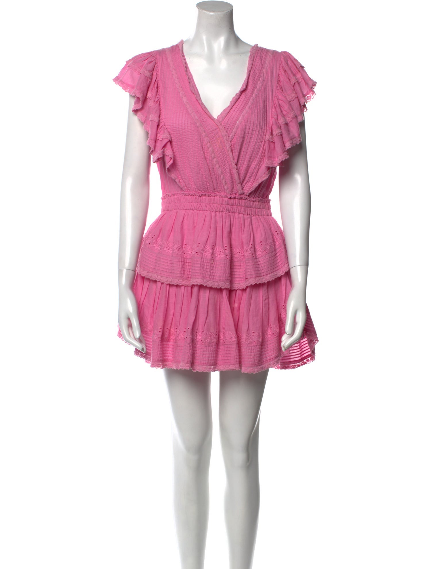 LoveShackFancy V-Neck Mini Dress