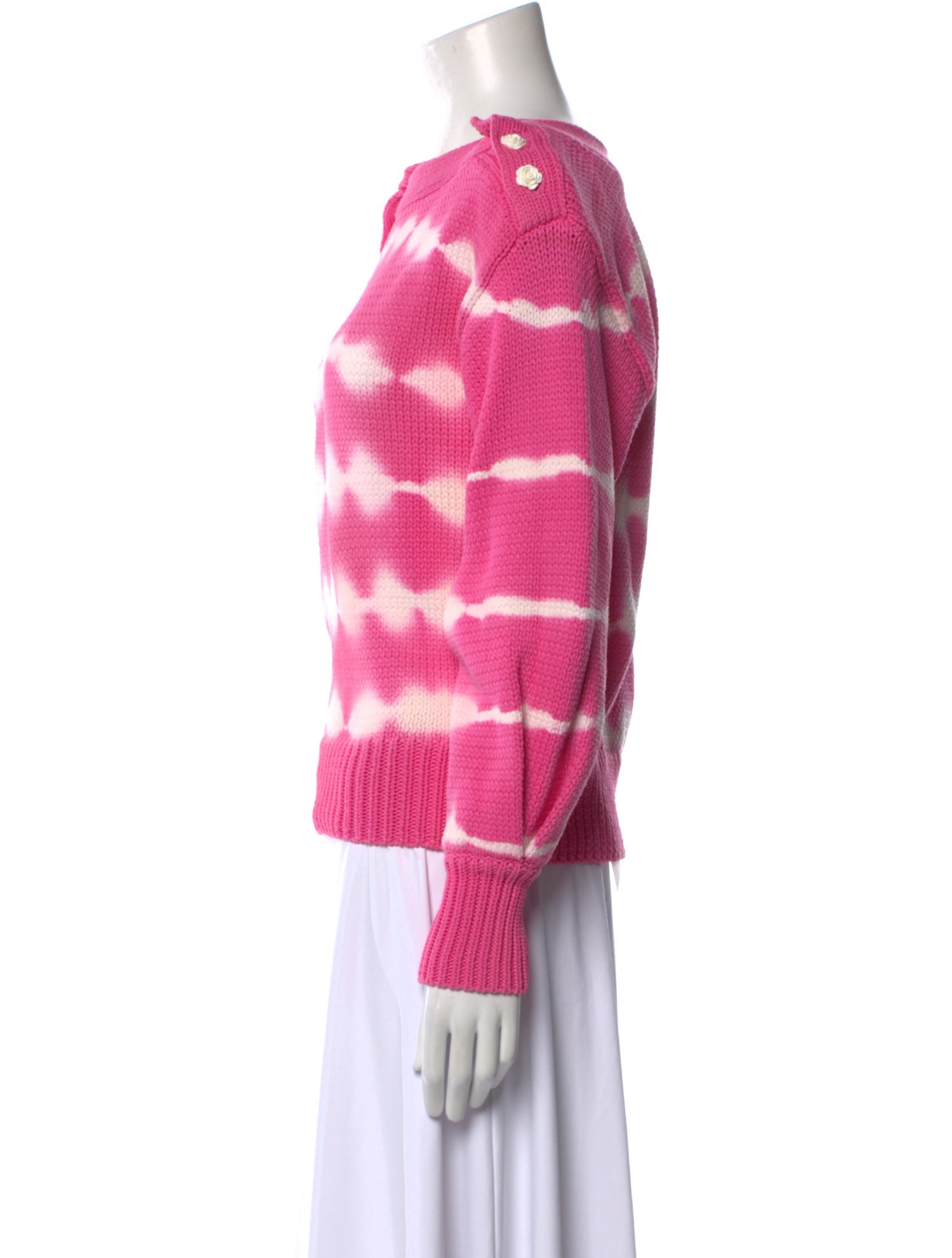 LoveShackFancy Tie-Dye Print Bateau Neckline Sweater