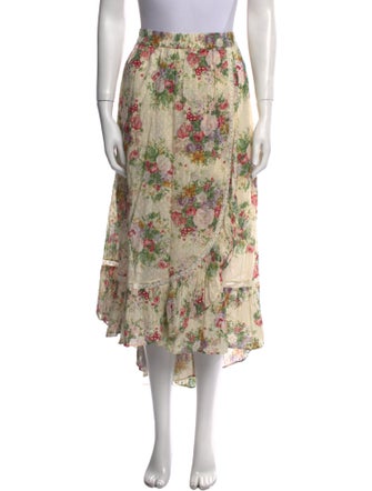 LoveShackFancy Floral Print Midi Length Skirt