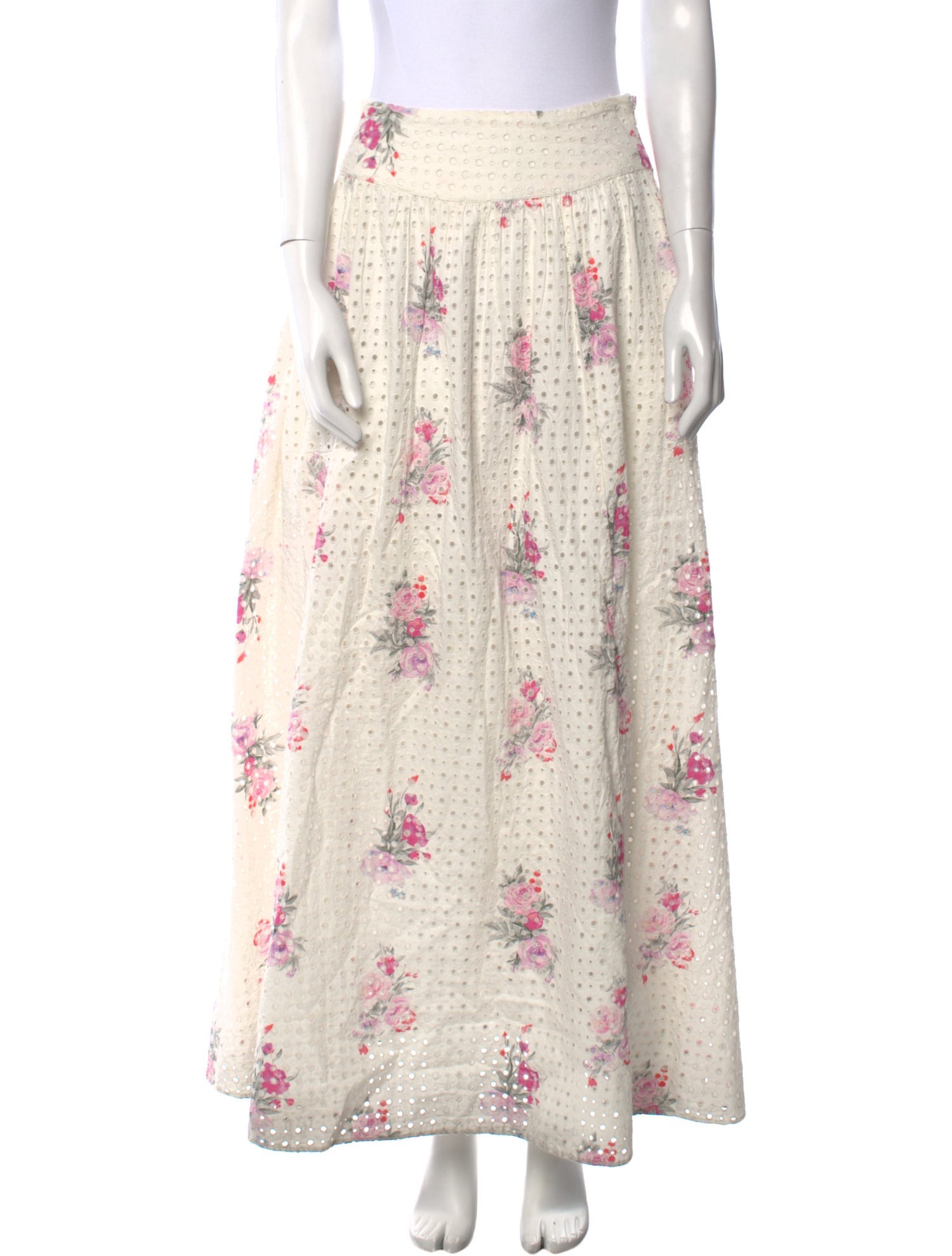 LoveShackFancy Floral Print Midi Length Skirt