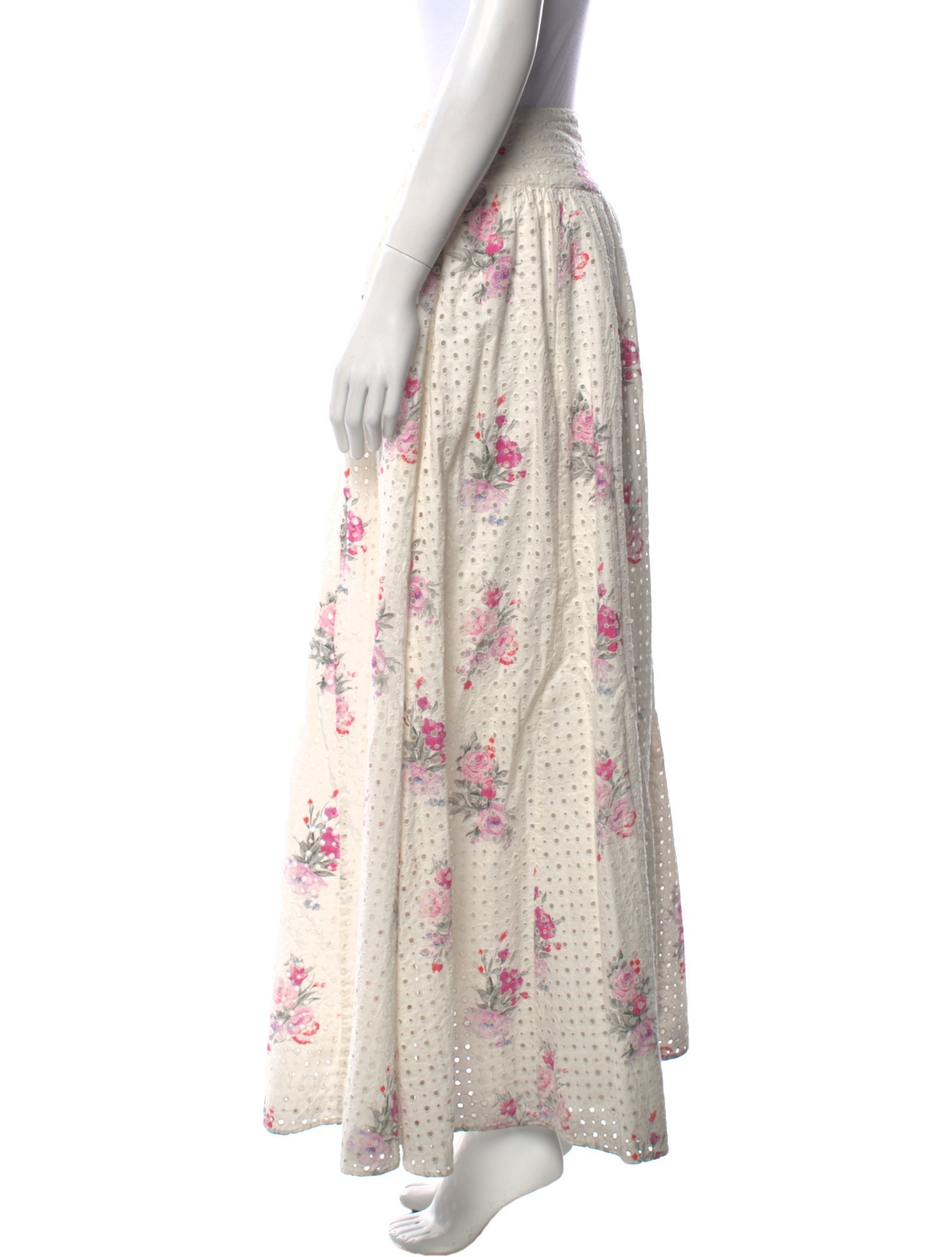 LoveShackFancy Floral Print Midi Length Skirt