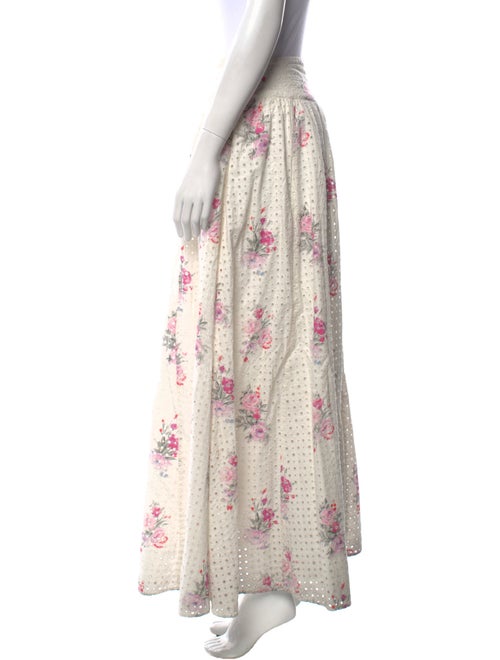 LoveShackFancy Floral Print Midi Length Skirt