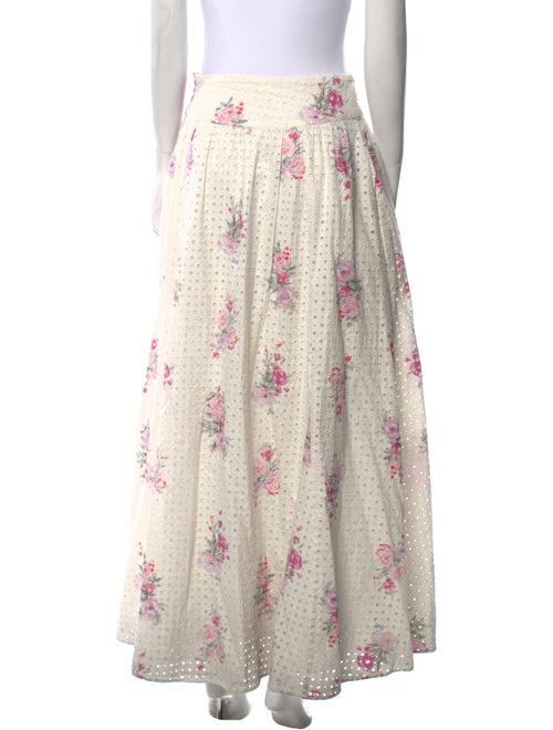 LoveShackFancy Floral Print Midi Length Skirt