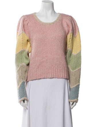 LoveShackFancy Colorblock Pattern Scoop Neck Sweater