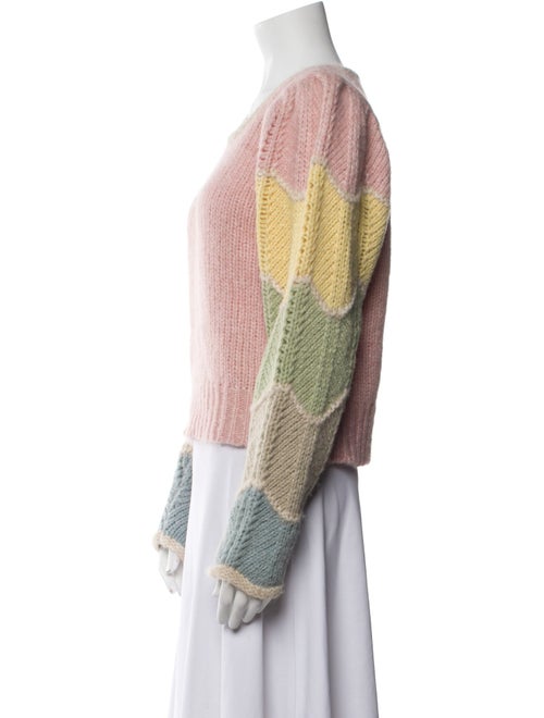 LoveShackFancy Colorblock Pattern Scoop Neck Sweater