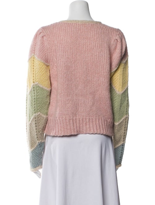 LoveShackFancy Colorblock Pattern Scoop Neck Sweater