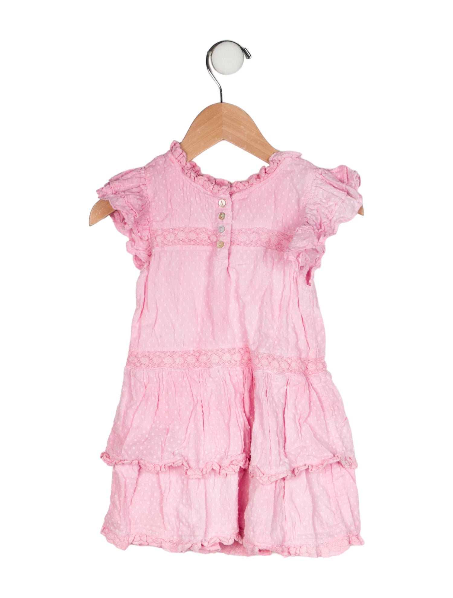 LoveShackFancy Short Sleeve Ruffle Dress