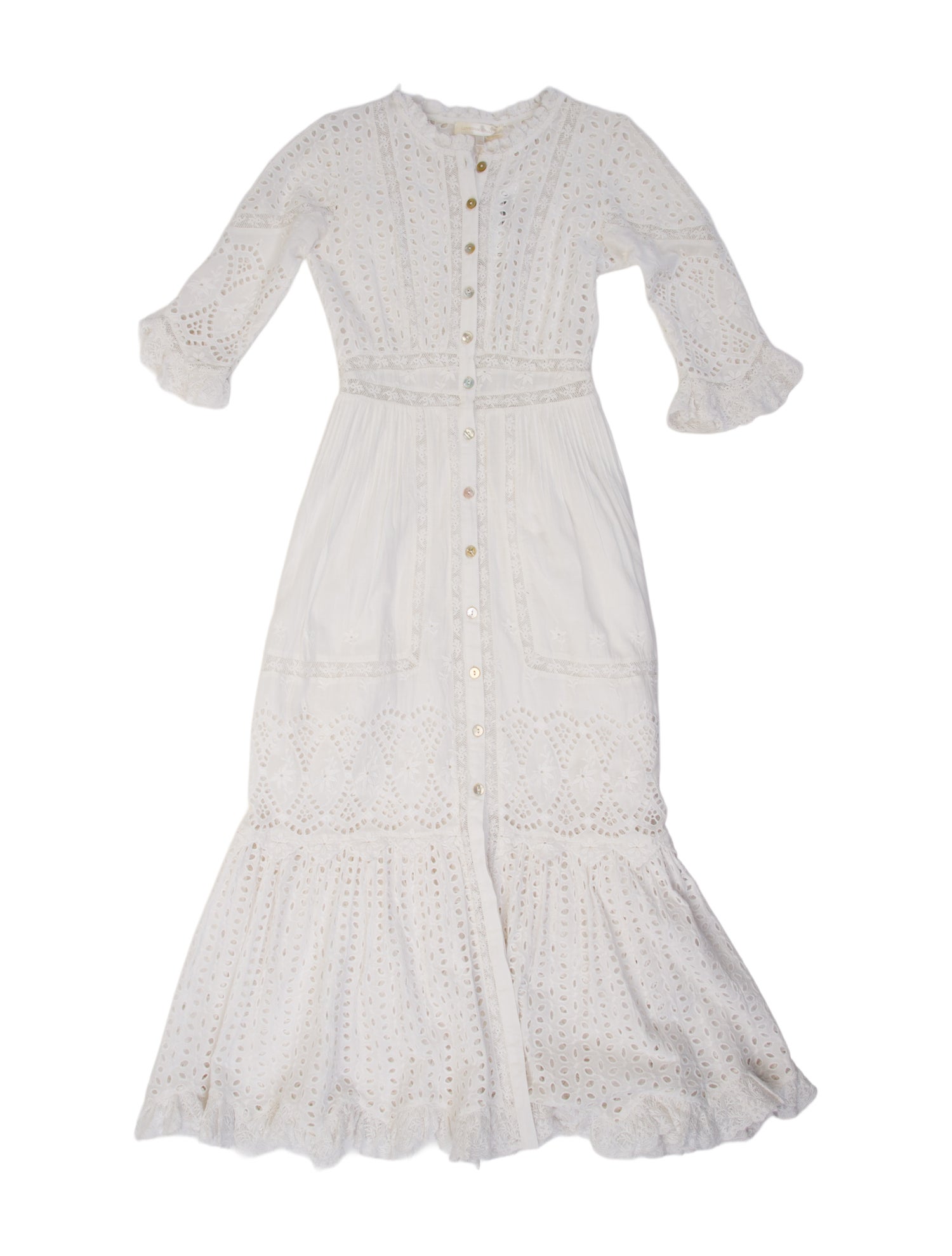 LoveShackFancy Mock Neck Midi Length Dress