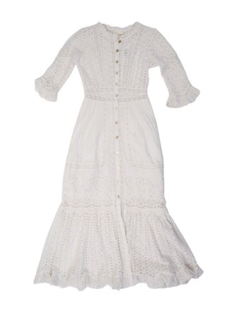 LoveShackFancy Mock Neck Midi Length Dress