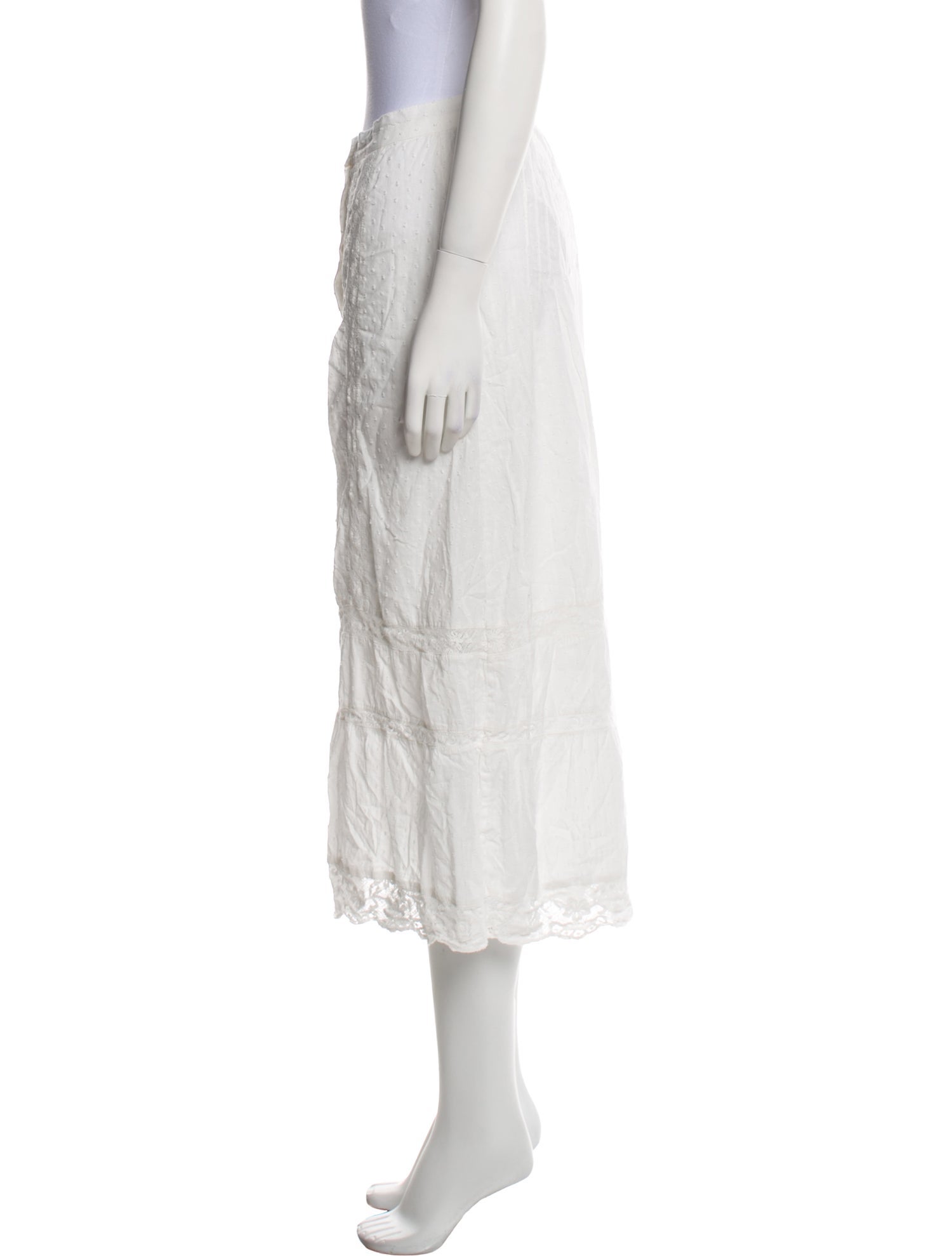 LoveShackFancy Embroidered Accent Midi Length Skirt