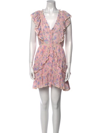 LoveShackFancy Floral Print Mini Dress