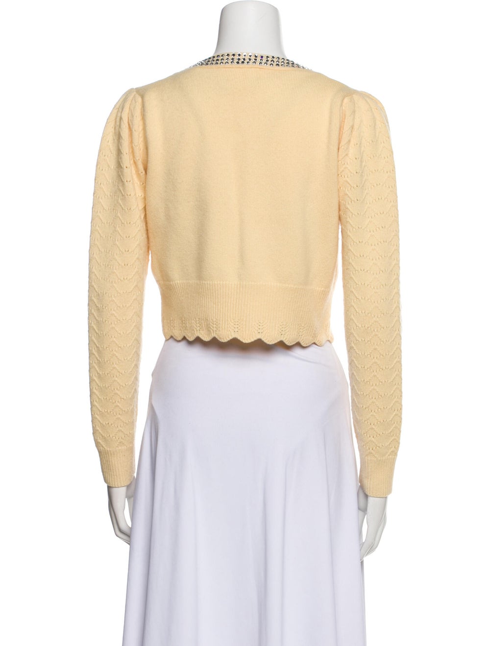 LoveShackFancy Wool Cropped Sweater Neutrals Long… - image 3
