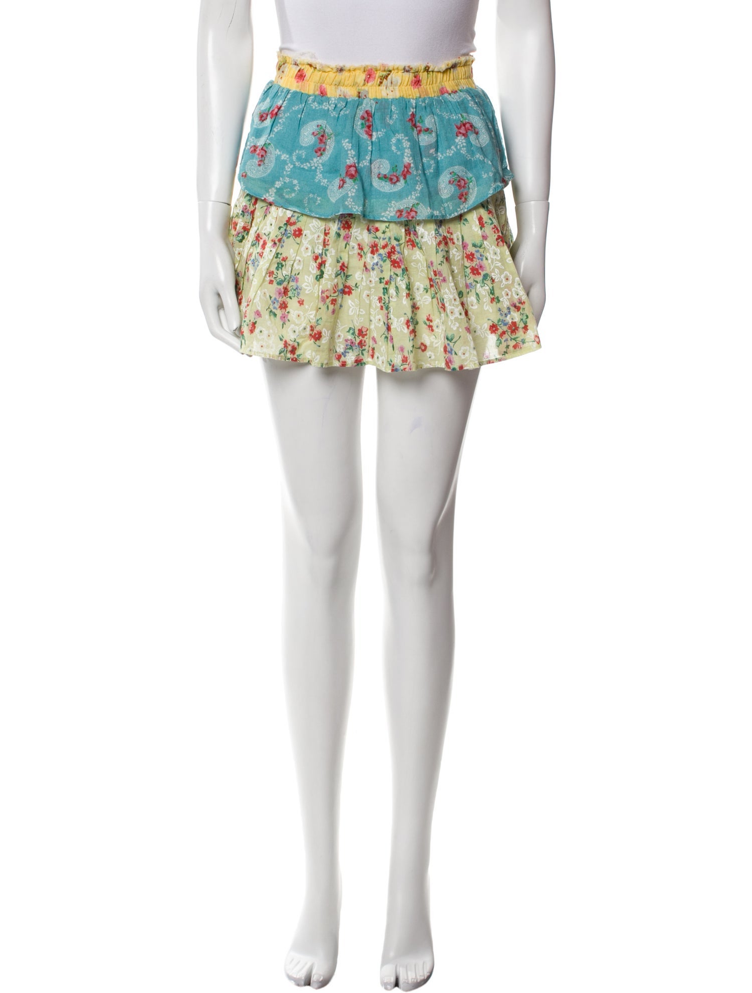 LoveShackFancy Floral Print Mini Skirt