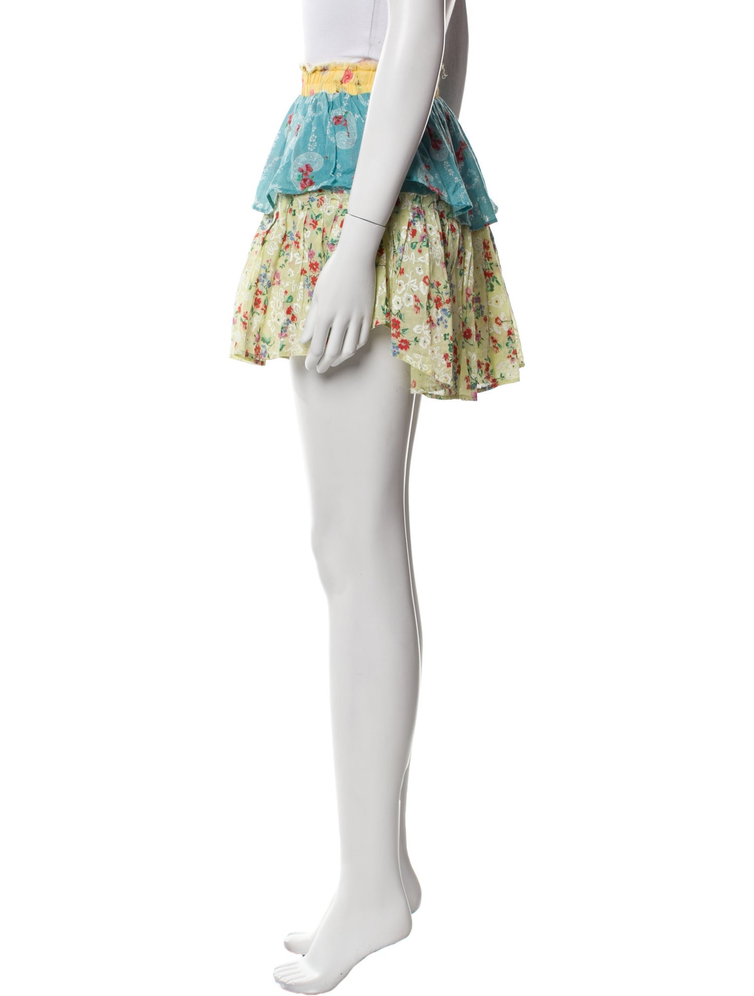 LoveShackFancy Floral Print Mini Skirt