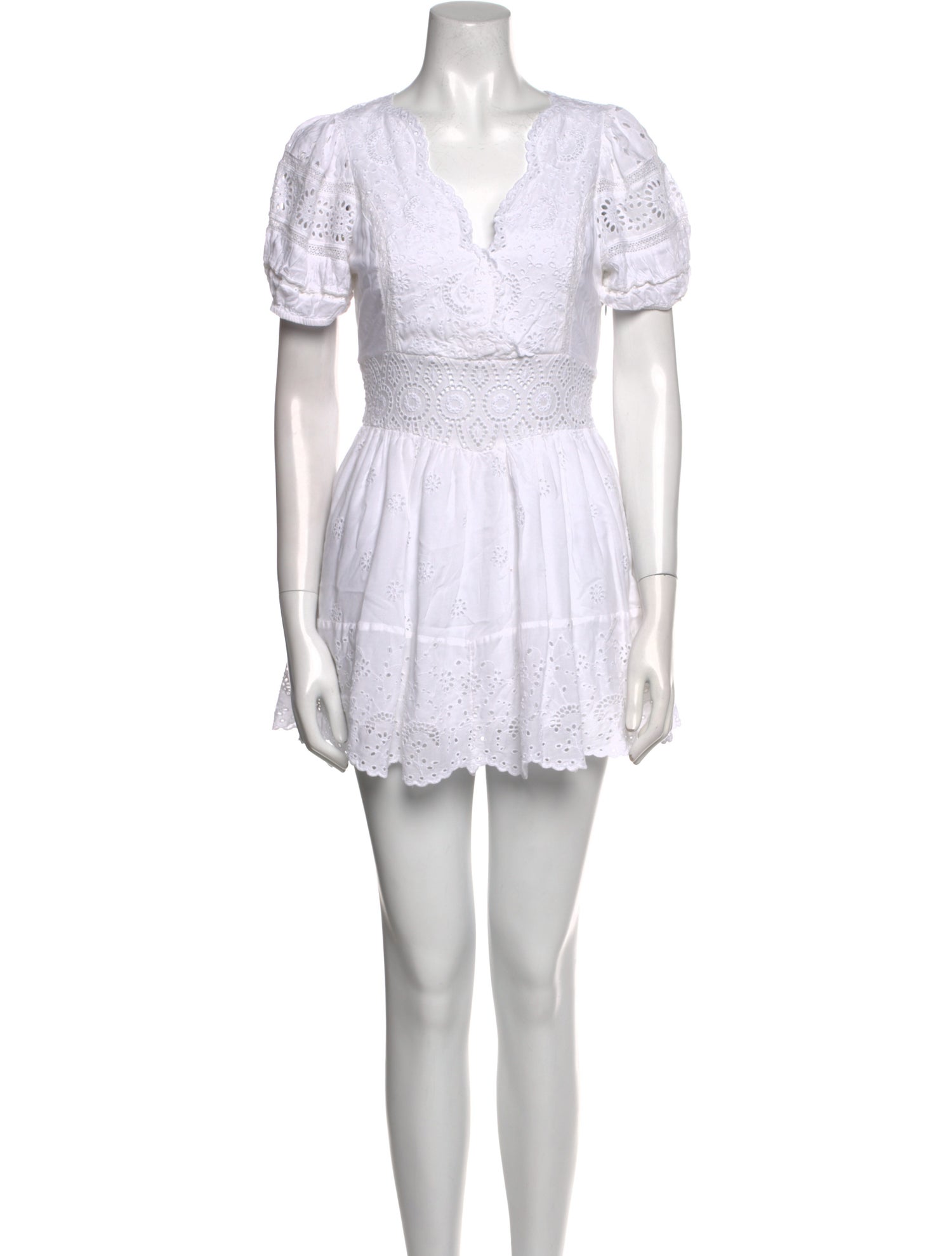 LoveShackFancy V-Neck Mini Dress