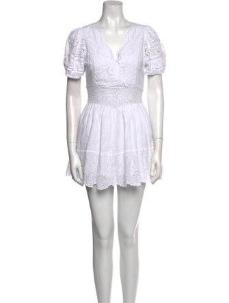 LoveShackFancy V-Neck Mini Dress