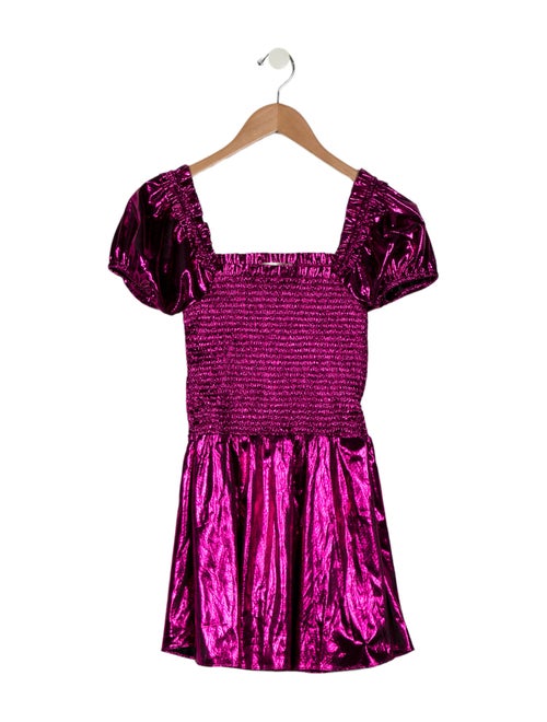 LoveShackFancy Girls' Metallic Pink Dress