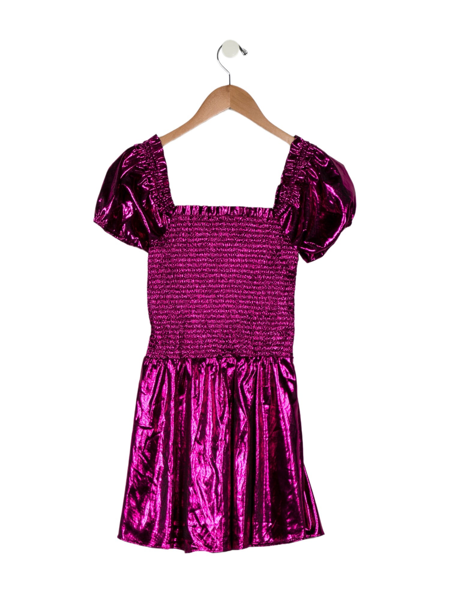 LoveShackFancy Girls' Metallic Pink Dress