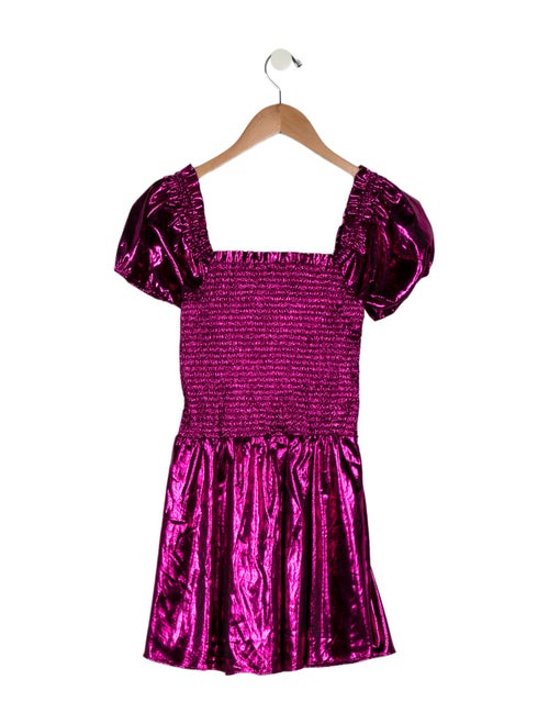 LoveShackFancy Girls' Metallic Pink Dress