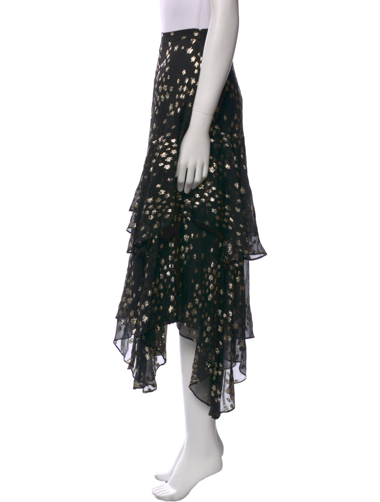 LoveShackFancy Silk Midi Length Skirt