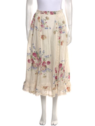 LoveShackFancy Silk Midi Length Skirt